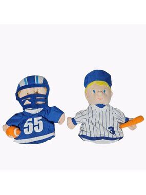 Lillian Vernon Hand Puppets Football Baseball Player 8 Inch Toy Pretend Play